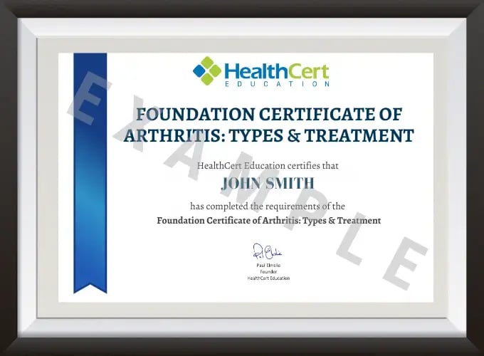 arthritis certificate