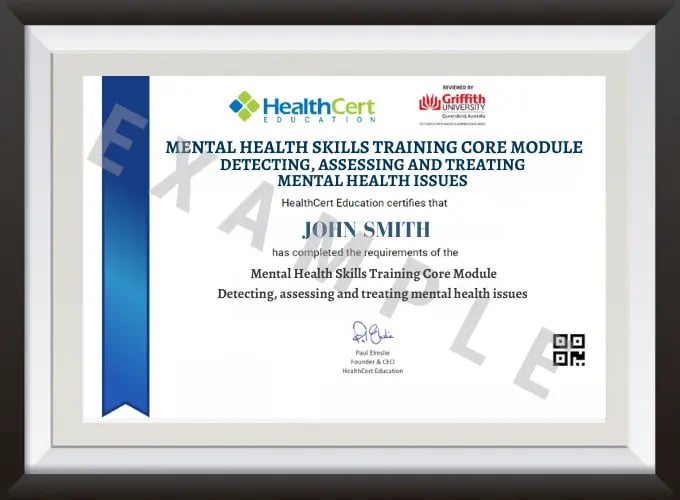 Mental Health Skills Training certificate example