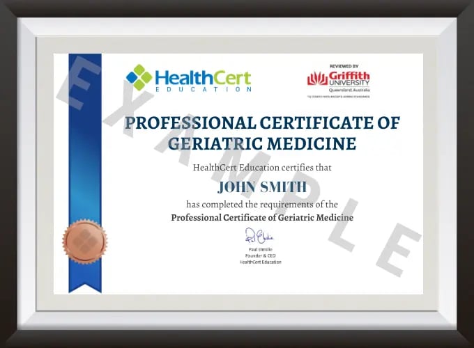 Example of the Professional Certificate of Geriatric Medicine