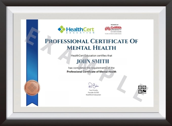 Example of the Professional Certificate of Mental Health
