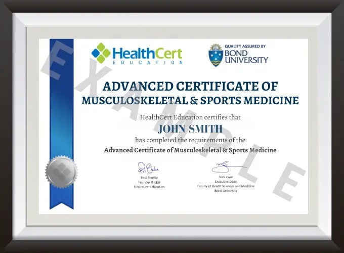 Advanced Certificate of Musculoskeletal & Sports Medicine certificate example