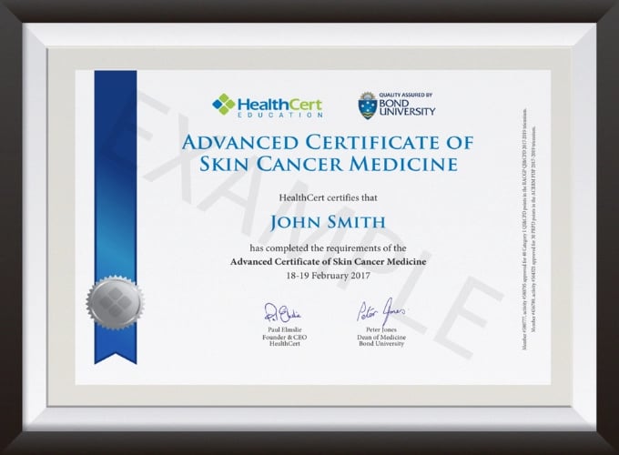 Advanced Certificate of Skin Cancer Medicine example