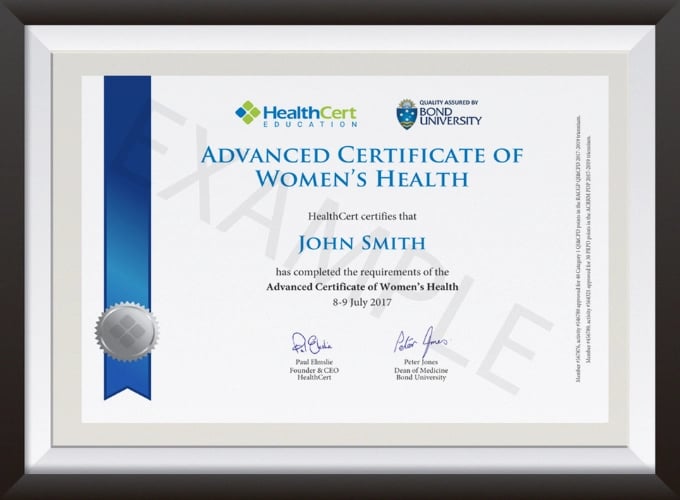 Example of Advanced Certificate of Women's Health