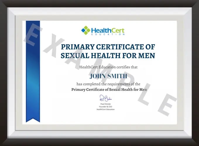 Primary Certificate of Sexual Health for Men example