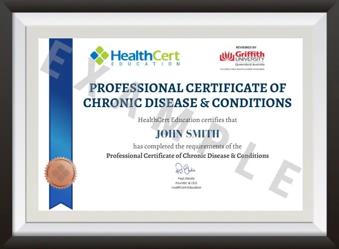 Example of the Professional Certificate of Chronic Disease & Conditions