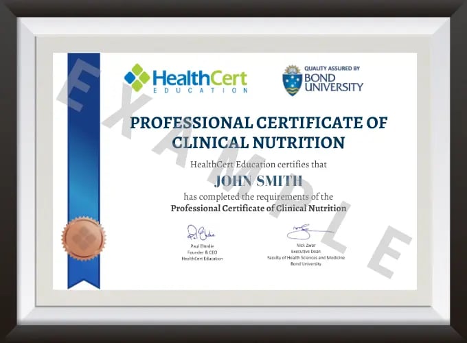 Example of the Professional Certificate of Medical Nutrition Management