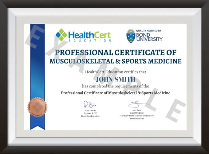 Professional Certificate of Musculoskeletal & Sports Medicine example