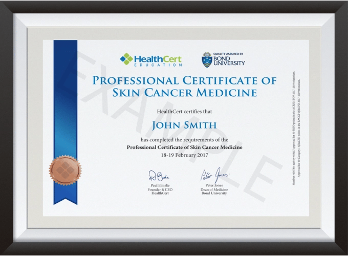 Professional Certificate of Skin Cancer Medicine example