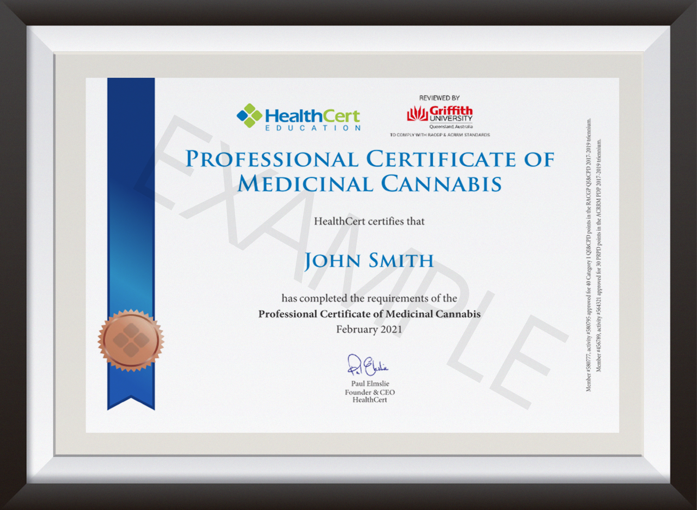 Professional Certificate of Medicinal Cannabis