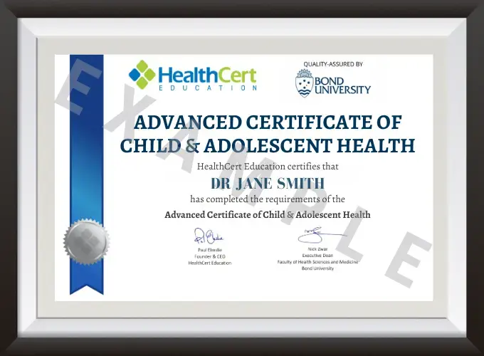 Advanced Certificate of Child and Adolescent Health certificate