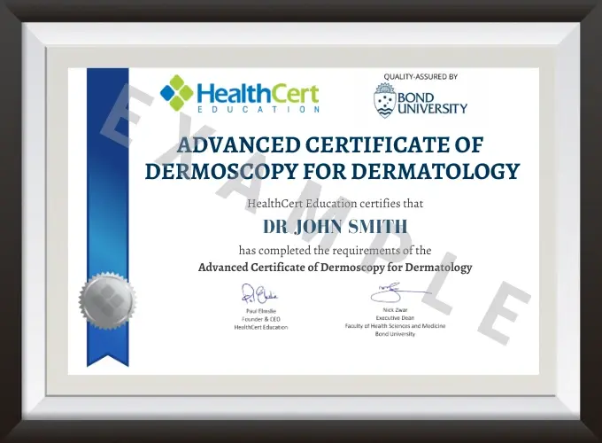 Advanced Certificate of Dermoscopy for Dermatology certificate