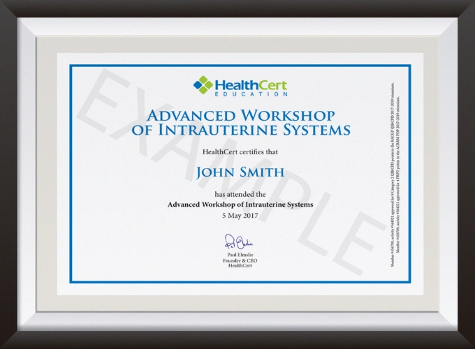 Advanced Workshop of Intrauterine systems certificate