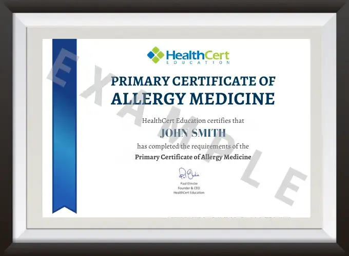 Primary Certificate of Allergy Medicine certificate