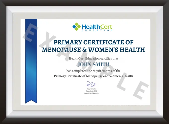 Primary Certificate of Menopause and Women's Health certificate