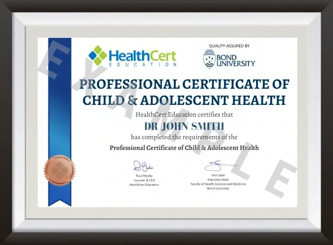 Professional Certificate of Child and Adolescent Health&nbsp; certificate