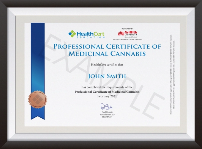 Professional Certificate of Medicinal Cannabis certificate