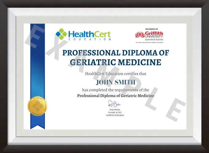 Professional Diploma of Geriatric Medicine certificate