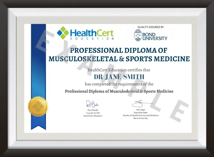 Professional Diploma of Musculoskeletal and Sports Medicine certificate