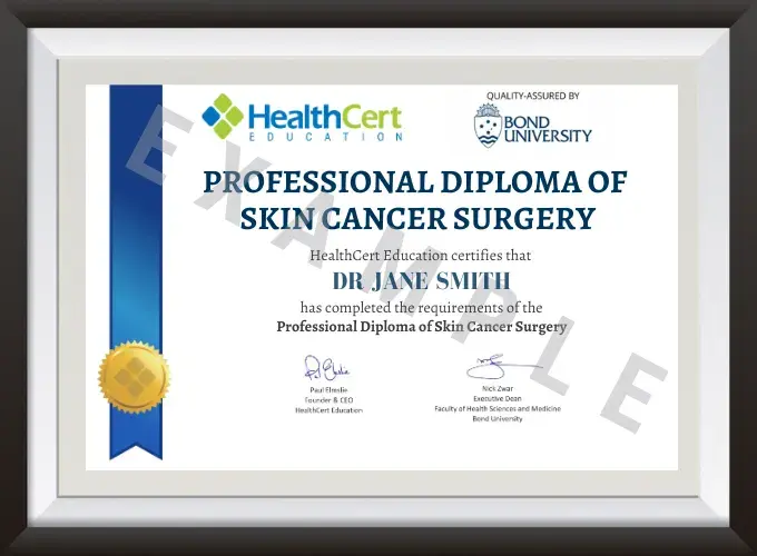Professional Diploma of Skin Cancer Surgery Principles certificate