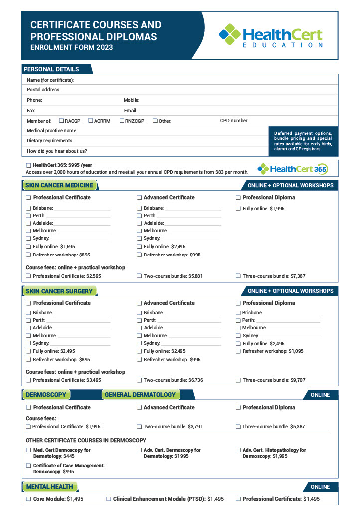 HealthCert Enrolment Form